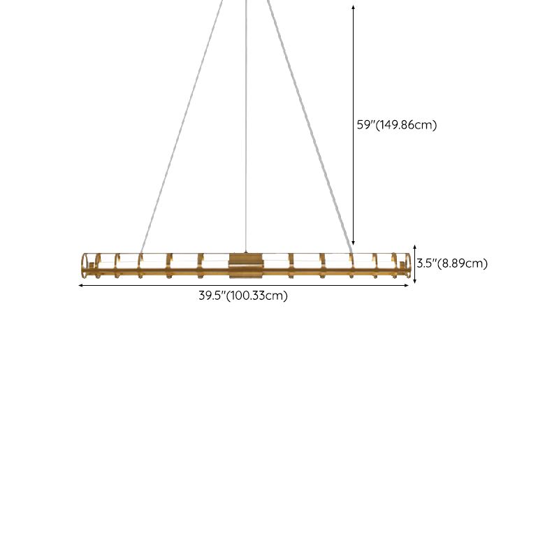 Modern Style Linear Shape Island Pendants Metal Pendant Lights in Gold for Dining Room