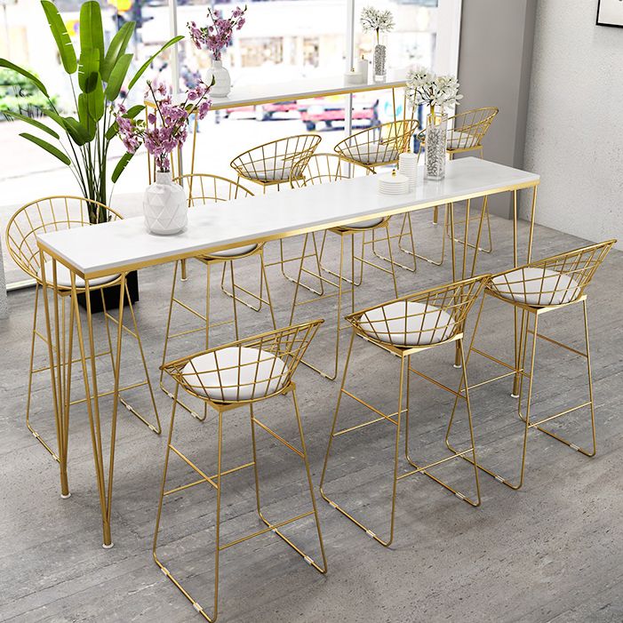 Glam 1/2/4/7 Pieces Bar Table Set Rectangle Wood Counter Table with High Stools