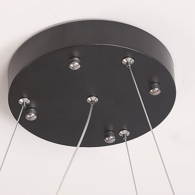 1/2/3-licht Black Ring Pendant Kroonluchter Modern Crystal Accent LED Hanglamp Lichtlijn in wit/warm licht voor woonkamer