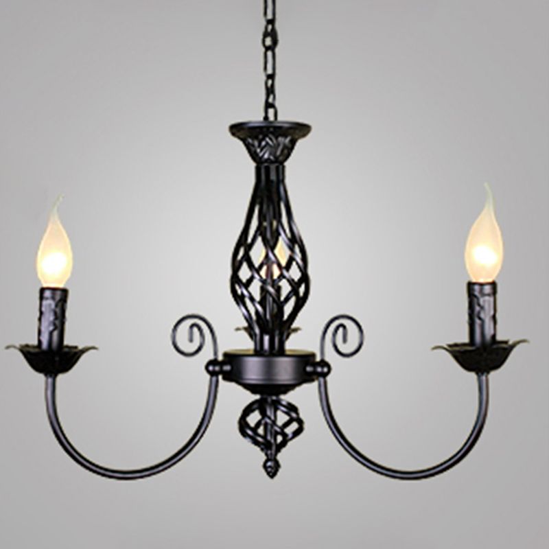 Zwarte multi -lichten hangende verlichtingsarmaturen moderne stijl gebogen metalen kroonluchter verlichting