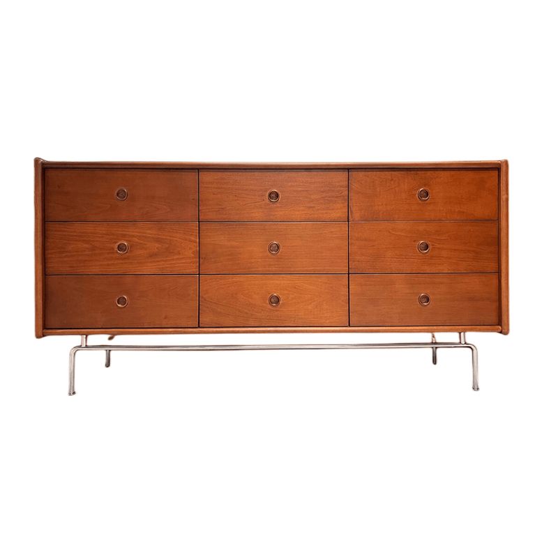 Ultra-Modern Horizontal Double Dresser Solid Wood Storage Chest Dresser for Bedroom