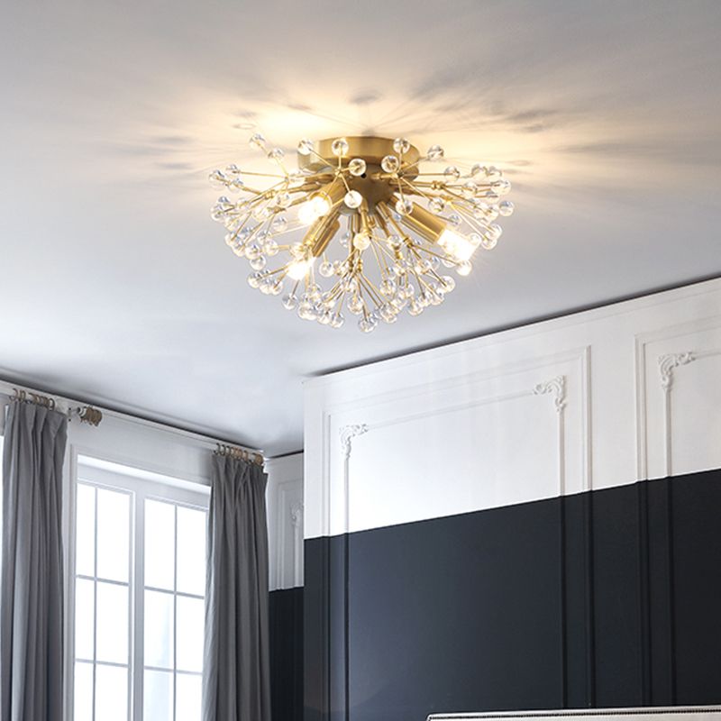 Lámpara empotrada de diente de león metálico, lámpara modernista de 3/4/6 bombillas empotradas en latón