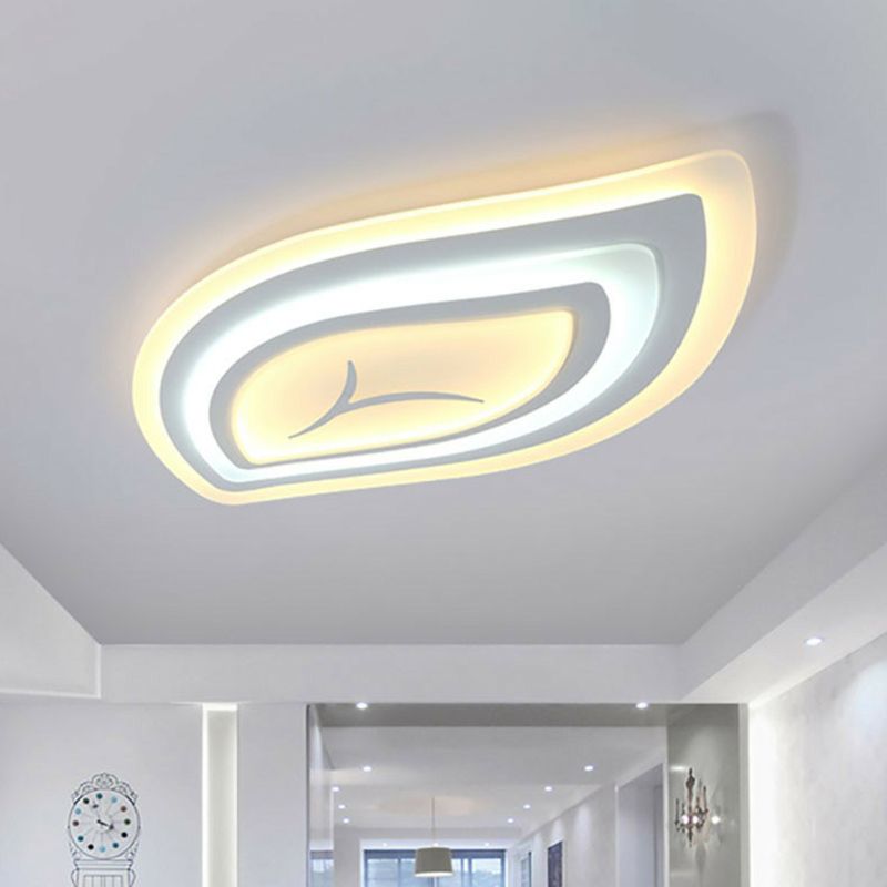 Plafonnier LED à encastrer en forme de feuille, plafonnier simple en acrylique pour salon, blanc