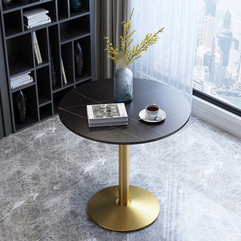 Glam Style Stone Top Dinette Table Metal Base Dining Table for Coffee Shop