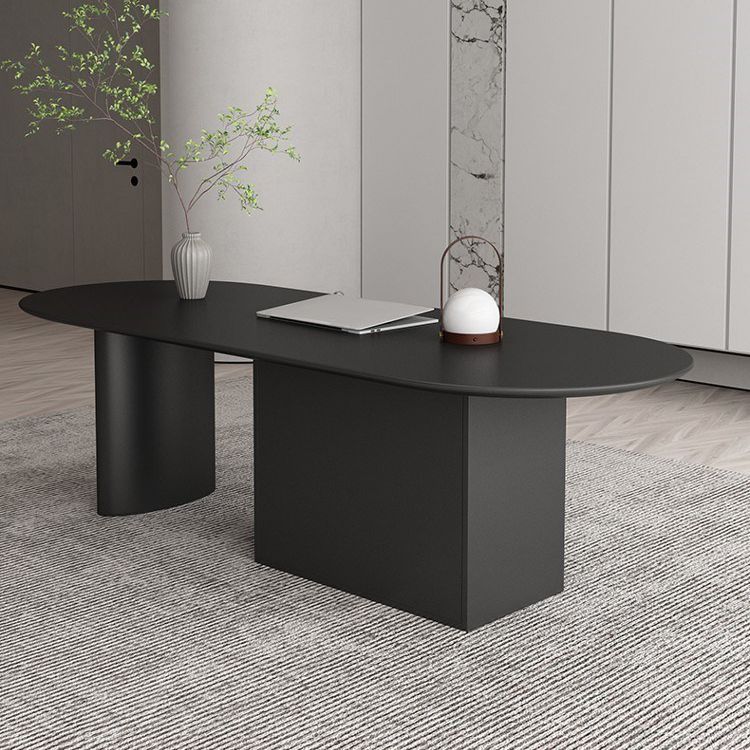 Minimalism Wood Oval Dining Table Wood Base Dining Table with Cabinet