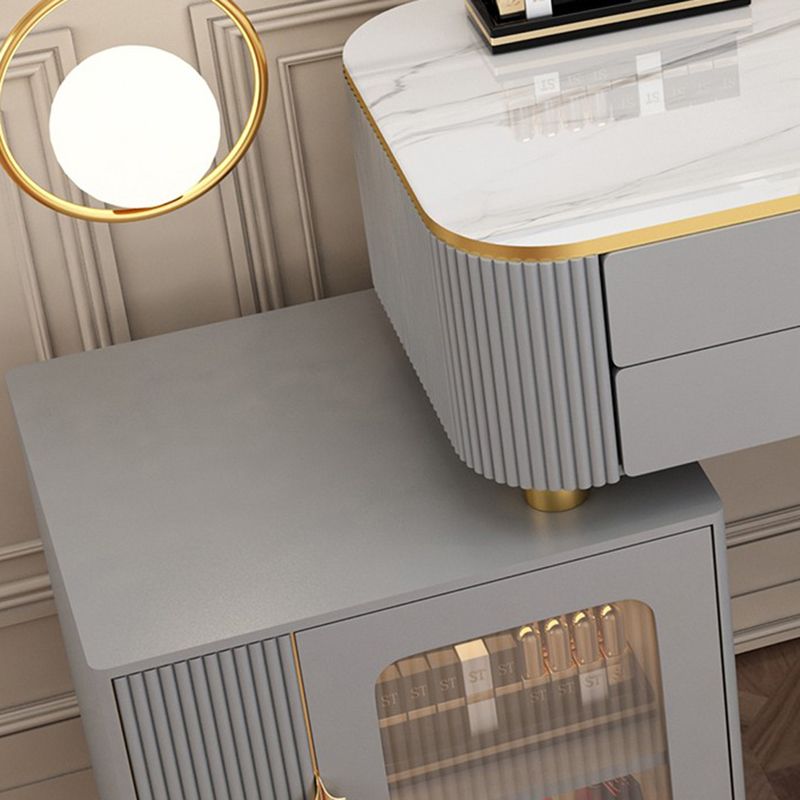Glam Style Vanity Dressing Table with 2 Drawers and Stone Top