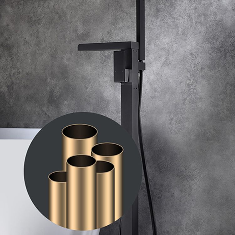 Modern Brass Freestanding Tub Filler Floor Mounted Tub Filler with Handle