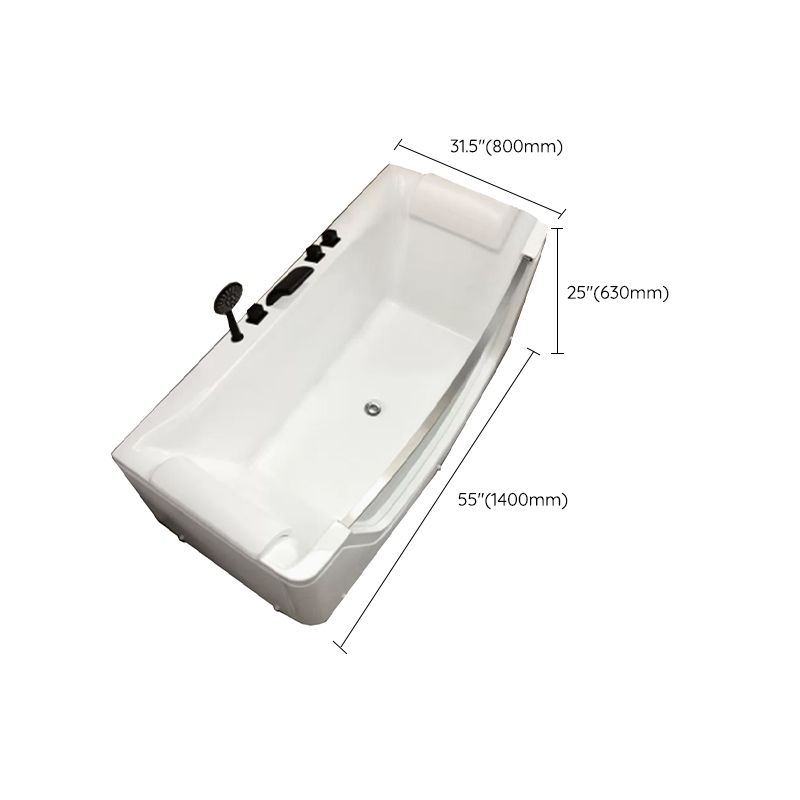 Modern Rectangle Acrylic Bathtub Back to Wall with Massage Device