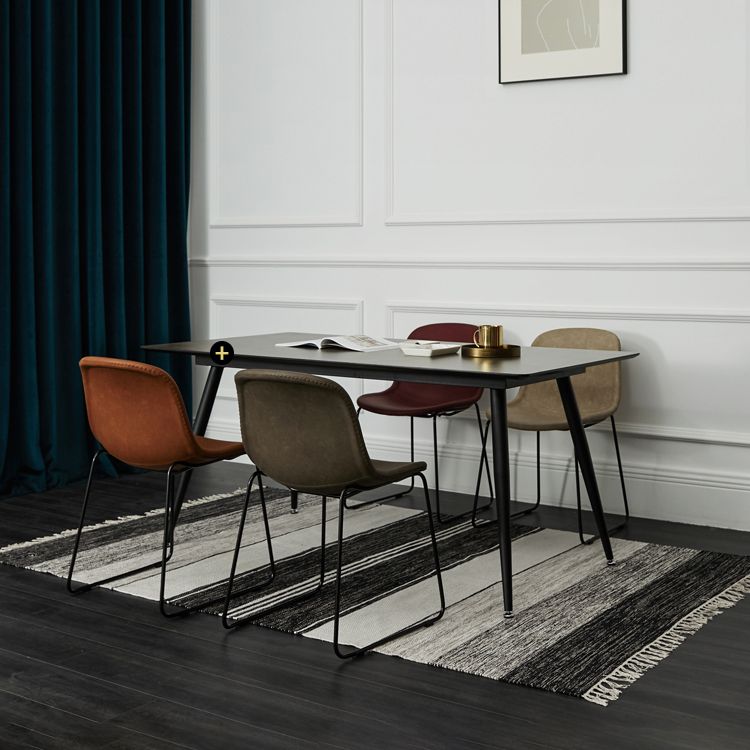 La salle à manger moderne en métal préside les chaises sans bras de salle à manger en cuir d'unité centrale pour l'usage à la maison