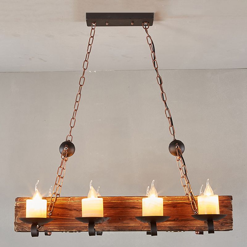 Industrial Ship Shape Island Pendant Lights Wood Multiple-Light Island Pendant