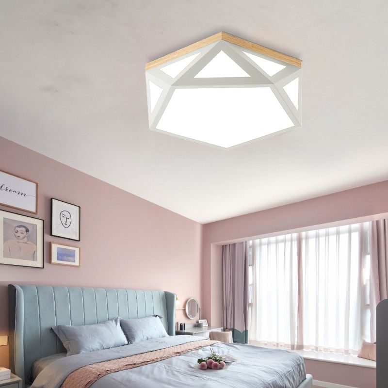 Modern Geometric Acrylic Flush Light 16.5"/20.5" W LED Gray/Green/White Ceiling Flush Mount for Bedroom, Warm/White/Natural/3 Color Light