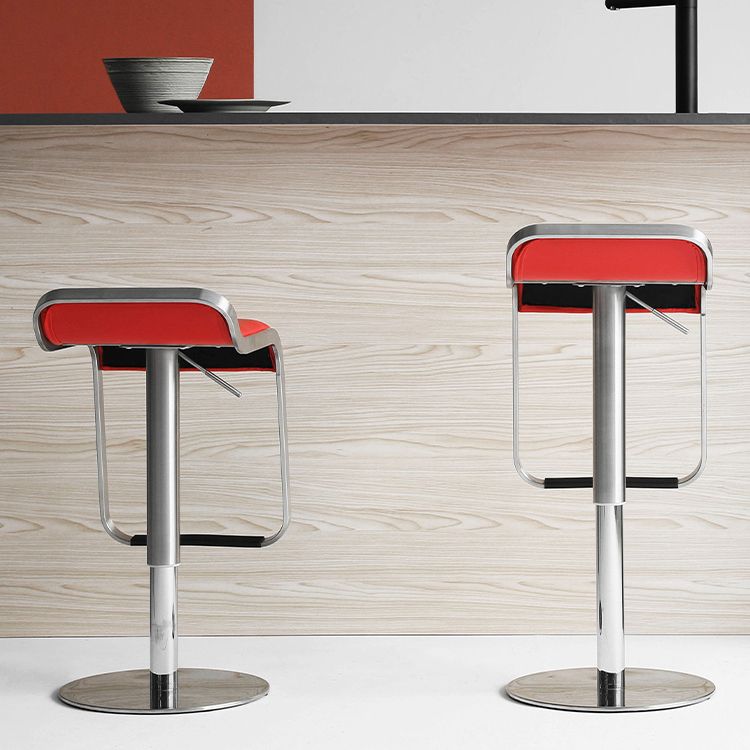 Industrial Leather Bar Stool Adjustable Backrest Counter Stool for Living Room