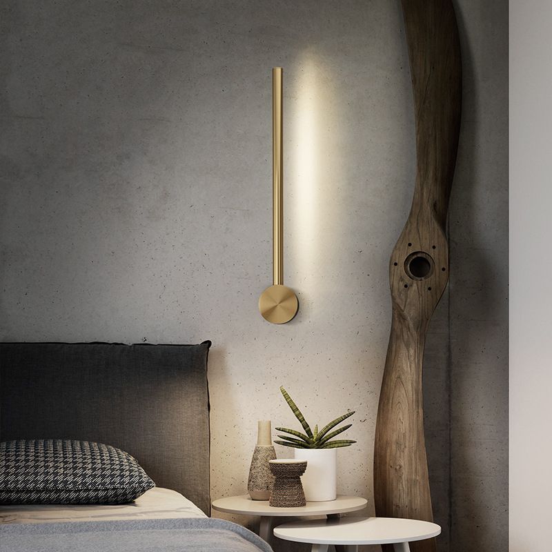 Brass Straight Wall Light Postmodern LED Wall Sconce in Gold for Living Room