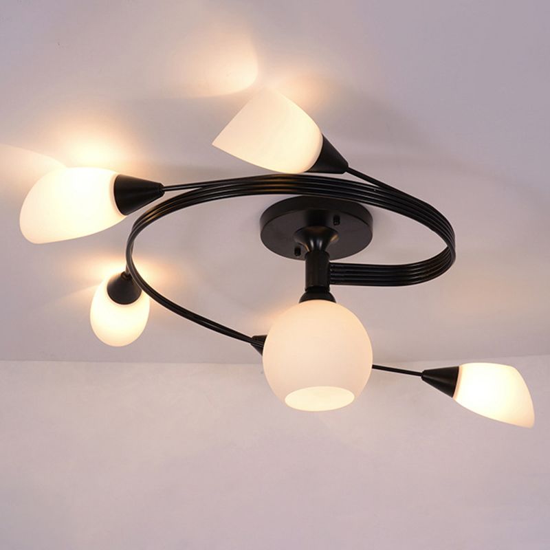 American Pastoral Style Semi Flush Mount Light Fixture Special Shape Ceiling Flush Mount for Living Room