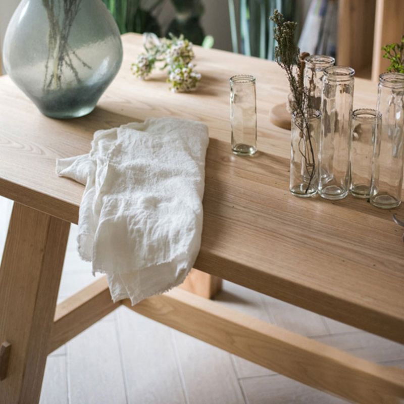 Natural Simplicity Rectangle Dining Table Pine Solid Wood Trestle Base Table