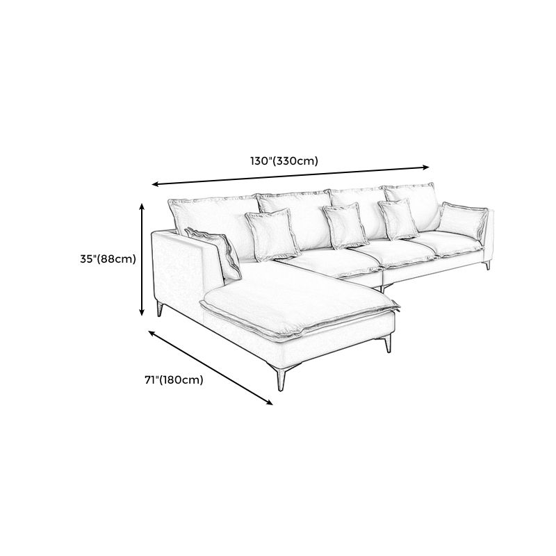 129.92"L X 70.87"W X 34.65"H Modern Sofa Cushions Square Arm Sectional with Chaise