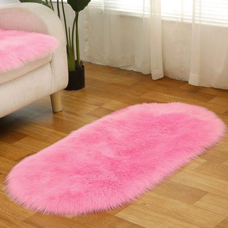 Multi Colored Plain Rug Faux Fur Minimalist Carpet Non-Slip Pet Friendly Stain Resistant Rug for Sitting Room