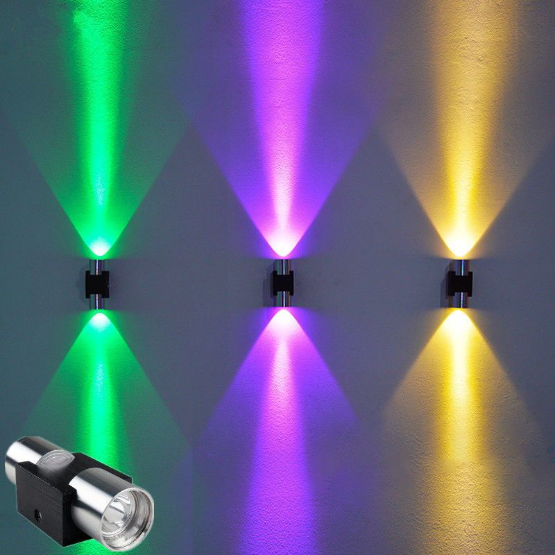 Cylindrical Up Down Wall Sconce Modern Aluminum Clubhouse Hallway Wall Light in Black-Silver