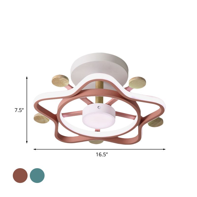 Pentagramma rosa/blu pentagramma semi-filo per bambini acrilici con pioggia vicino all'illuminazione del soffitto in luce calda/bianca per la stanza del bambino