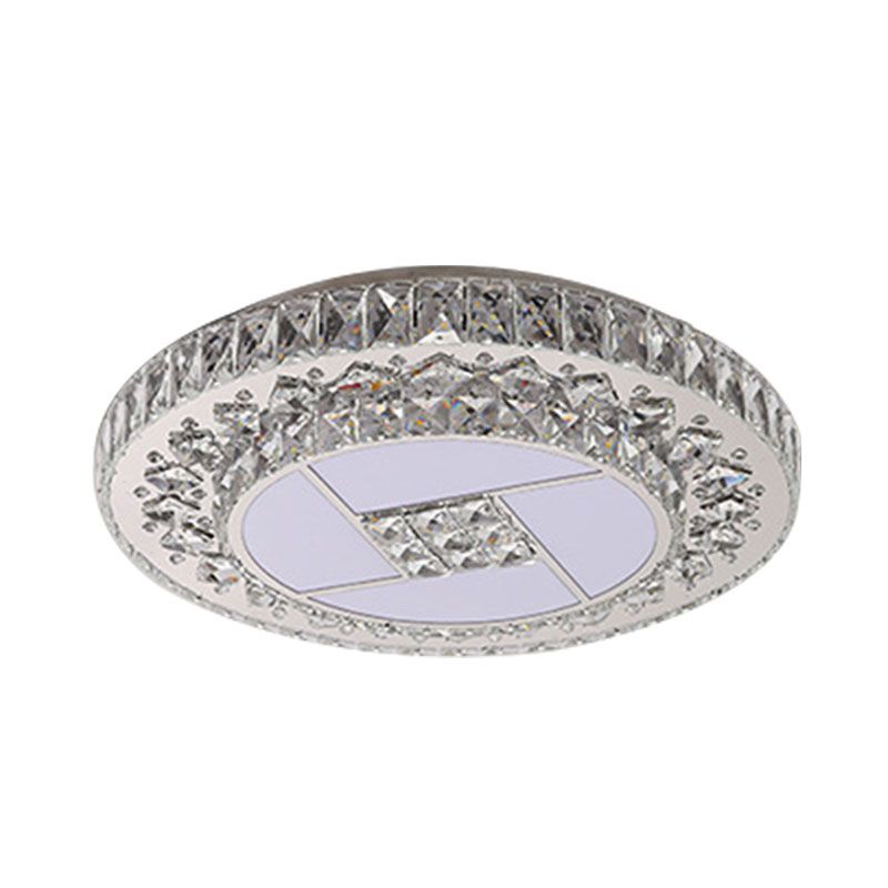 Stainless Steel LED Ceiling Light Minimalist Beveled Crystal Rounded Suspension Pendant Light