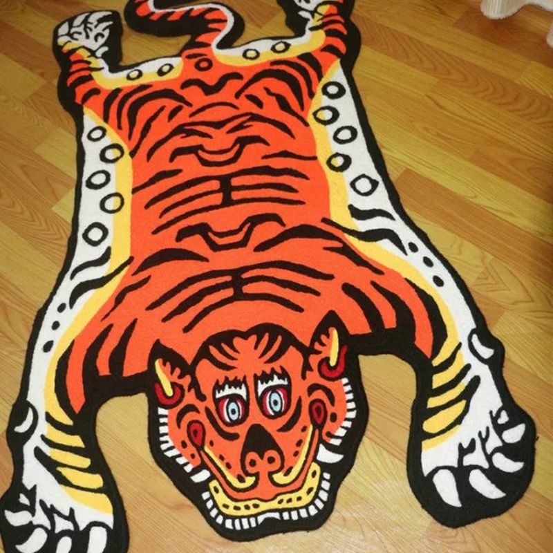 Onregelmatige vorm Tijgerhuidtapijt Meerkleurig Creatief Binnentapijt Acryl Antislip Huisdiervriendelijk Tapijt voor Decor