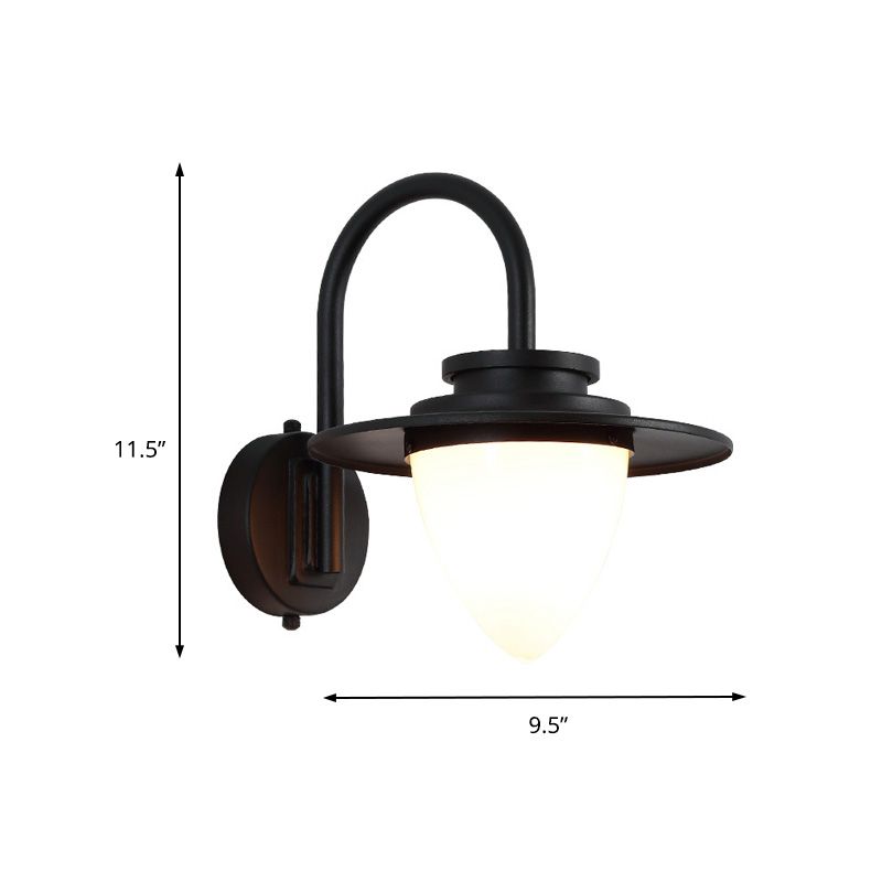 Iluminación de pared de café de vidrio lácteo lámpara de luz industrial de 1 luces con brazo de cuello de cisne de metal