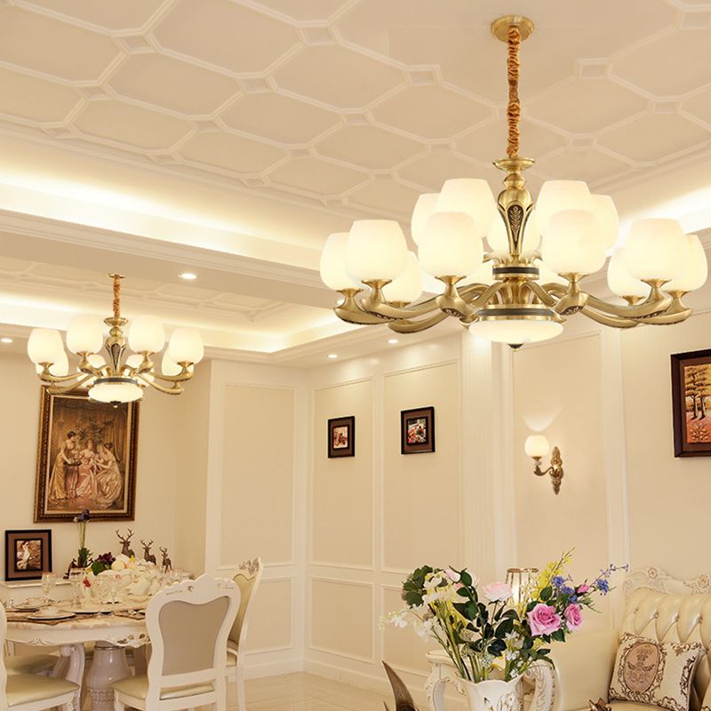 Glass American Chandelier Bowl Shape Multi Light Hanging Light pour le restaurant