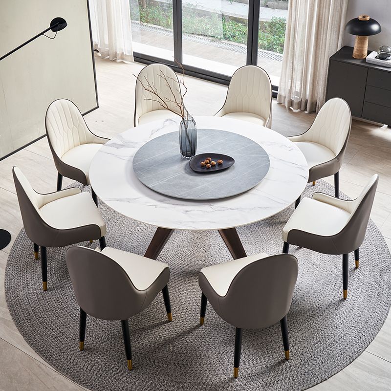 Stone Dining Table Simple Style Round Dining Site Table with Turntable