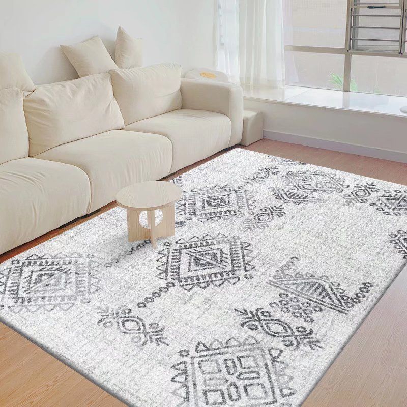 Gray Modern Rug Polyester Feather Indoor Rug Washable Rug for Living Room