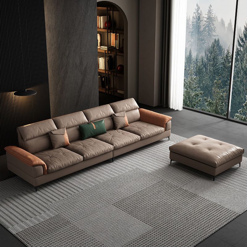 35"H Mid-Century Modern Sectional Sofa Leather Sleeper Sectional