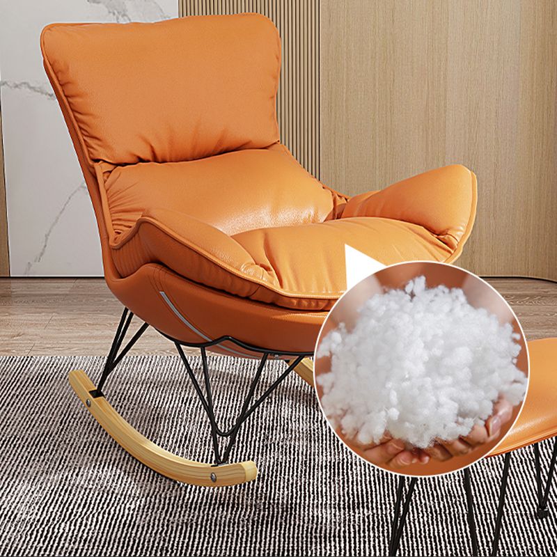 Modern Rocker Upholstered Tufted Cushions Wingback Glider with Dark Leg