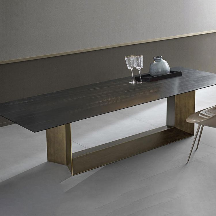 Industrial Sintered Stone Dining Table Rectangle Shape Standard Dining Table for Kitchen