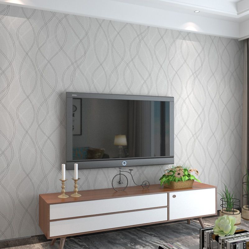 Line Art Intertwined Wallpaper Minimalist Non-Woven Material Wall Art in Soft Color