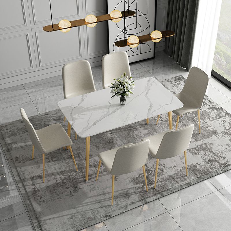 Glossy White Glam Dinette Table Set 1/2/5/7 Pieces Dining Set with Leather Chairs