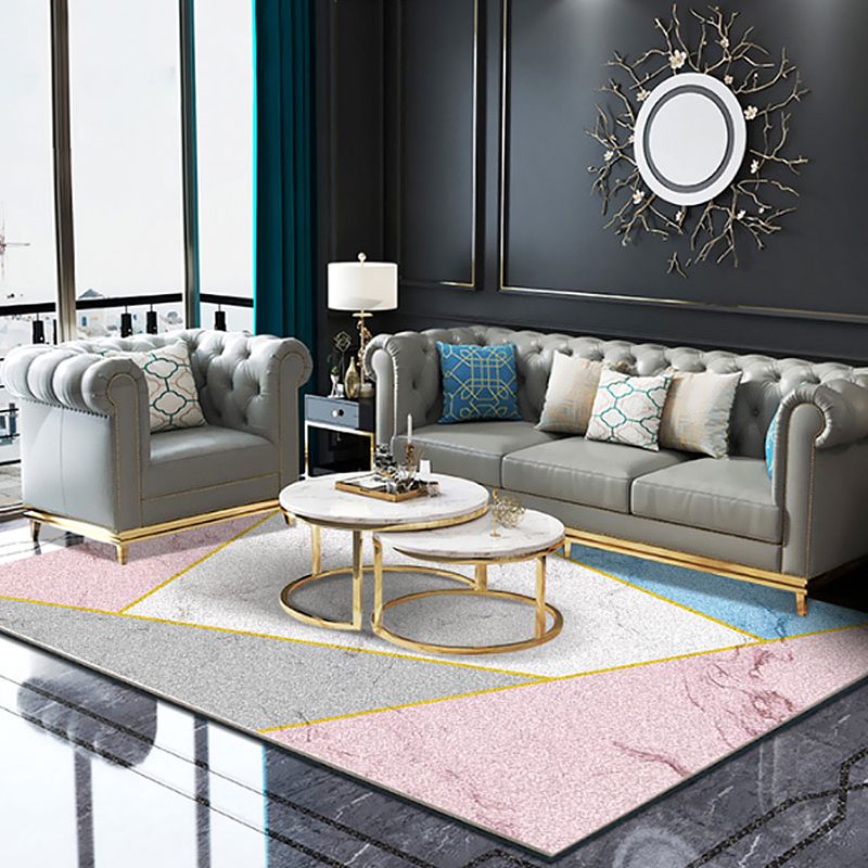 Bold Triangle Print Indoor Rug Multi-Colored Modern Area Carpet Synthetics Easy Care Rug for Home Decor