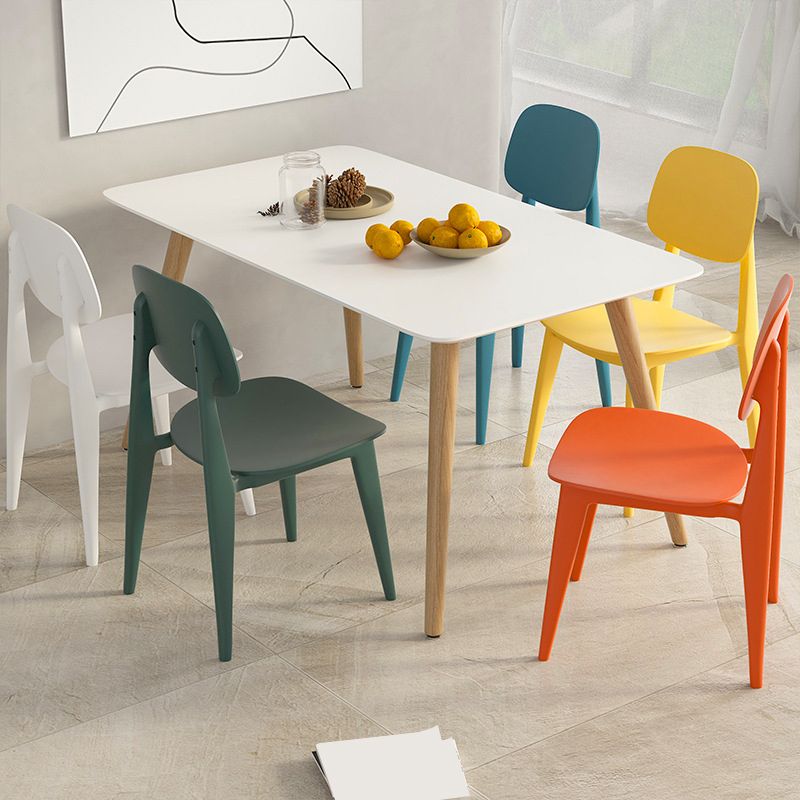 Scandinavian Open Back Side Chair Plastic Armless Dining Chairs
