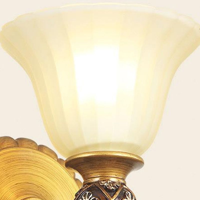 1/2/3 Lights Frosted Glass Vanity Light Fixture Traditional Gold Cup Shape/Bell Bathroom Wall Lighting