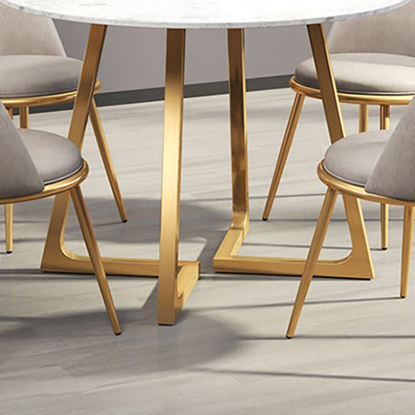 Scandinavian Style Fixed Dining Room Table Set with 4 Legs Base Dining Furniture