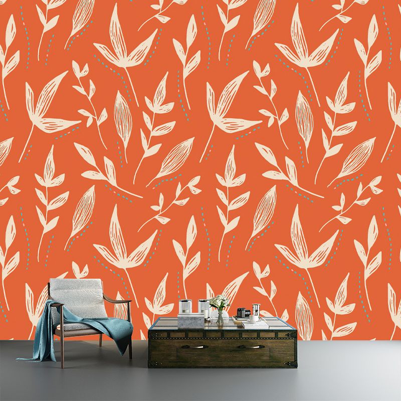 Botanical Illustration Mural Personalized Size Wall Covering for Sleeping Room