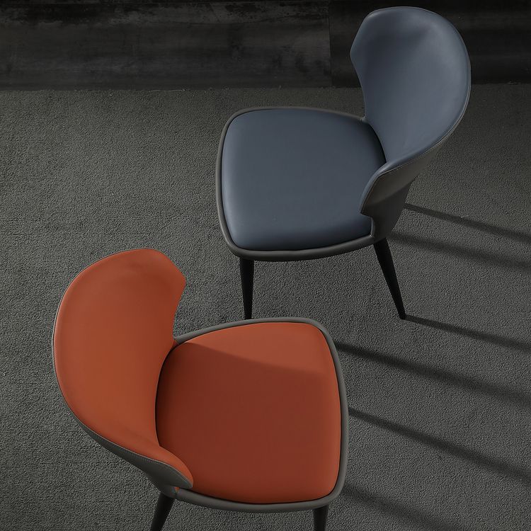 Modern Restaurant Leather Side Chair Matte Finish Wingback Dining Chair