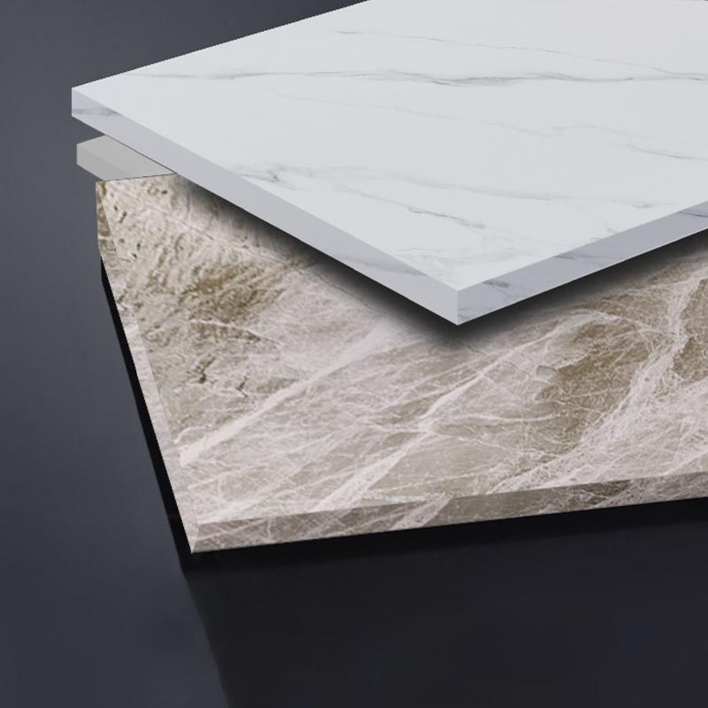 Rectangle Stone Industrial Table Standard Height Dining Table with 4 Legs