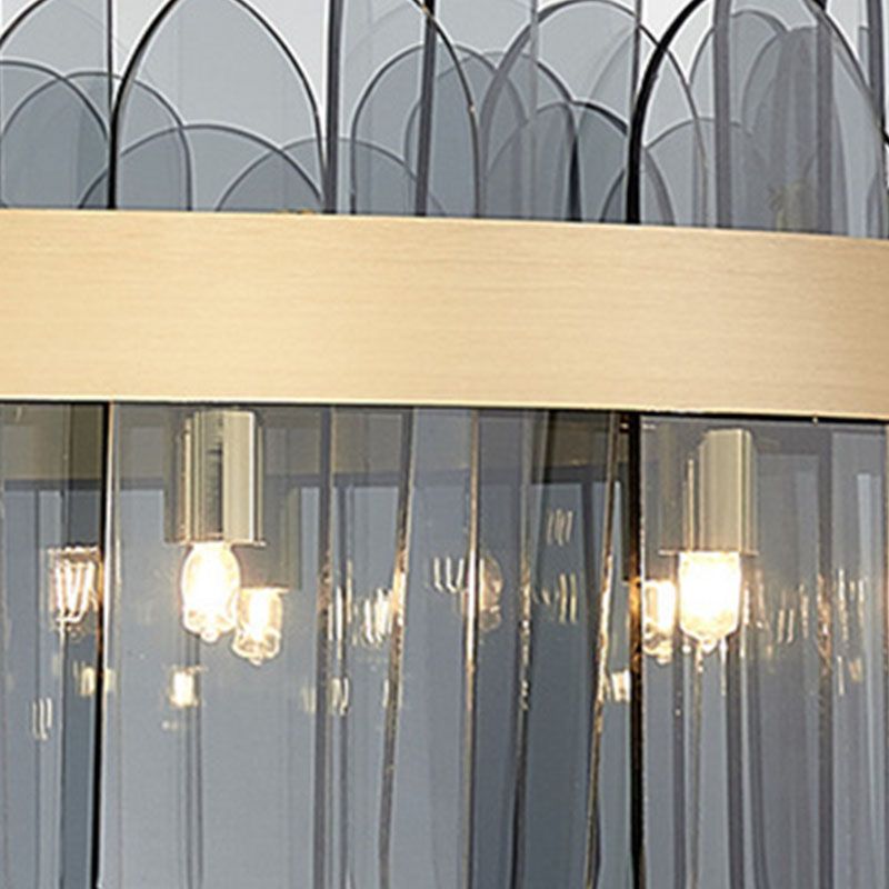 Drum Chandelier Light Fixture Vintage Glass Pendant Lighting for Restaurant