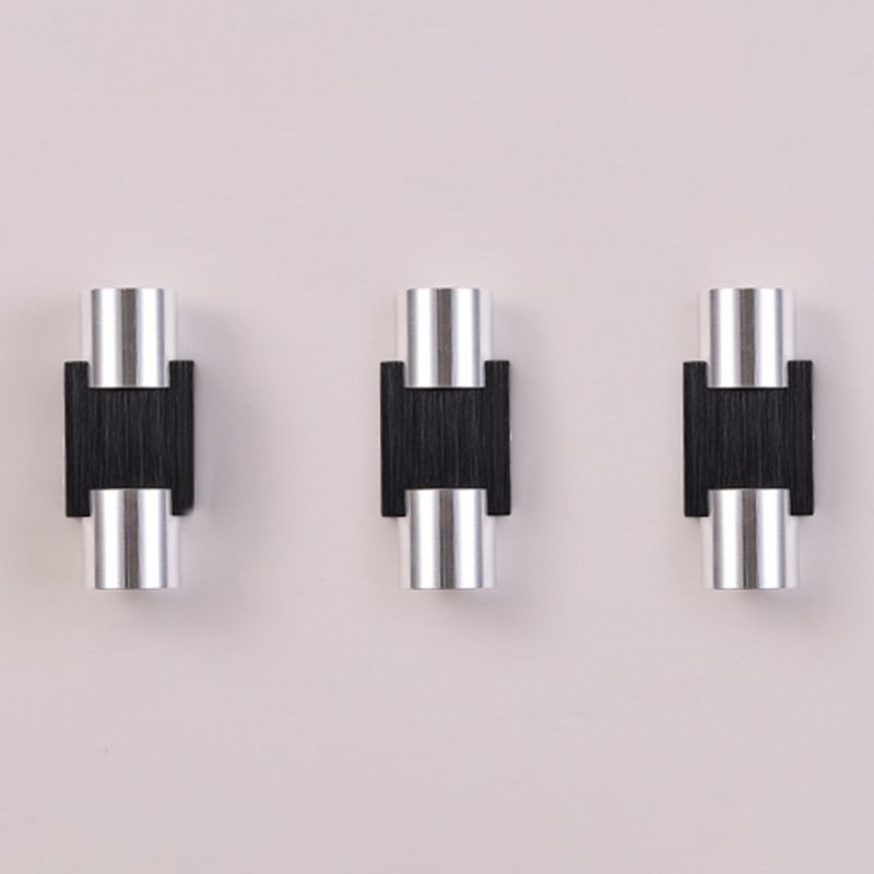 Cilíndrica arriba de la pared de la pared moderna aluminio Hallway Wall Light in Black-Silver