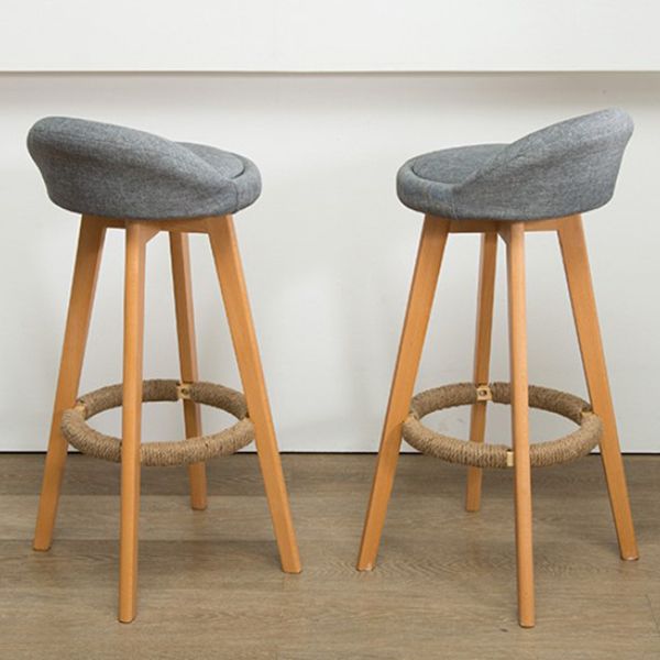 Contemporary Wood Stool Backrest Fabric Counter Stool for Restaurant