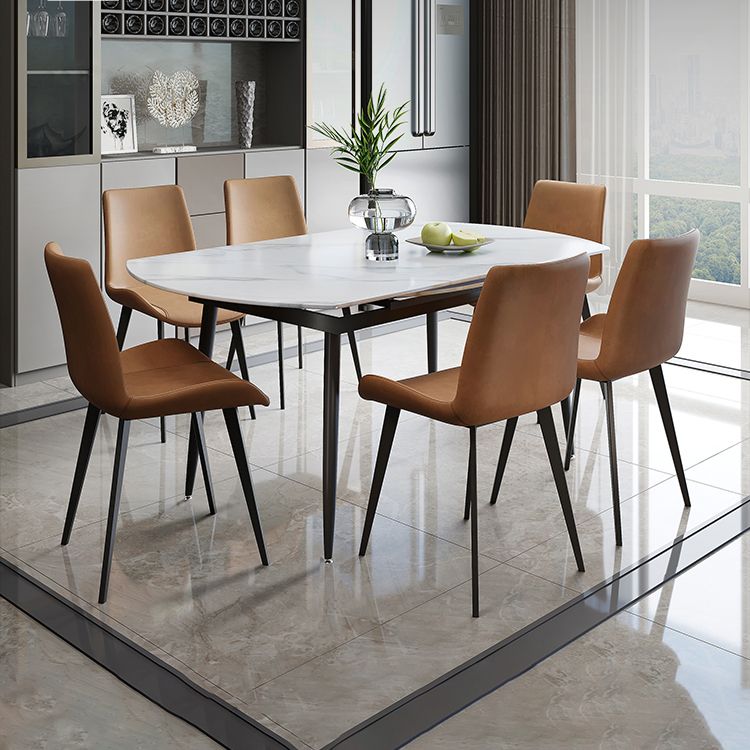 Contemporary Style Round Dining Table Set 1/4/6/7 Pieces Sintered Stone Dining Set