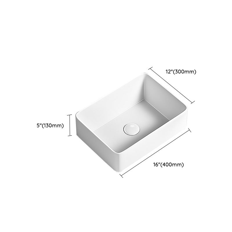 Modern Vessel Bathroom Sink Porcelain Shut-Off Valve Included Basin Sink