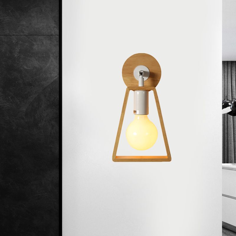1 testa rotabile trapezoide parete leggera applique in stile modernista lampada da parete in legno beige per camera da letto