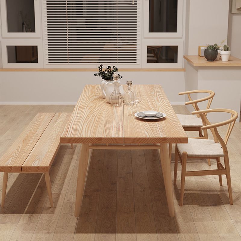 Modern Solid Wood Dining Room Collection Rectangle Tripod Dining Table in Natural
