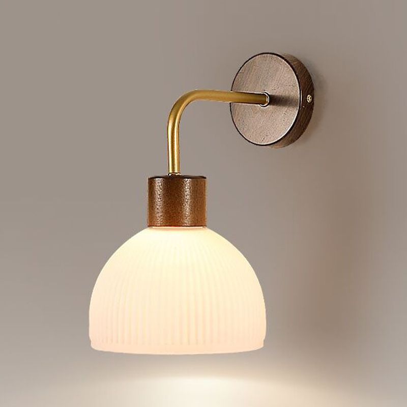 Glass Bowl Shape Wall Light Modern Style 1 Light Wall Light Sconce in Brown