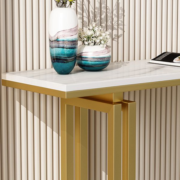 Glam Rectangle Console Accent Table Antique Finish Console Sofa Table in Stone